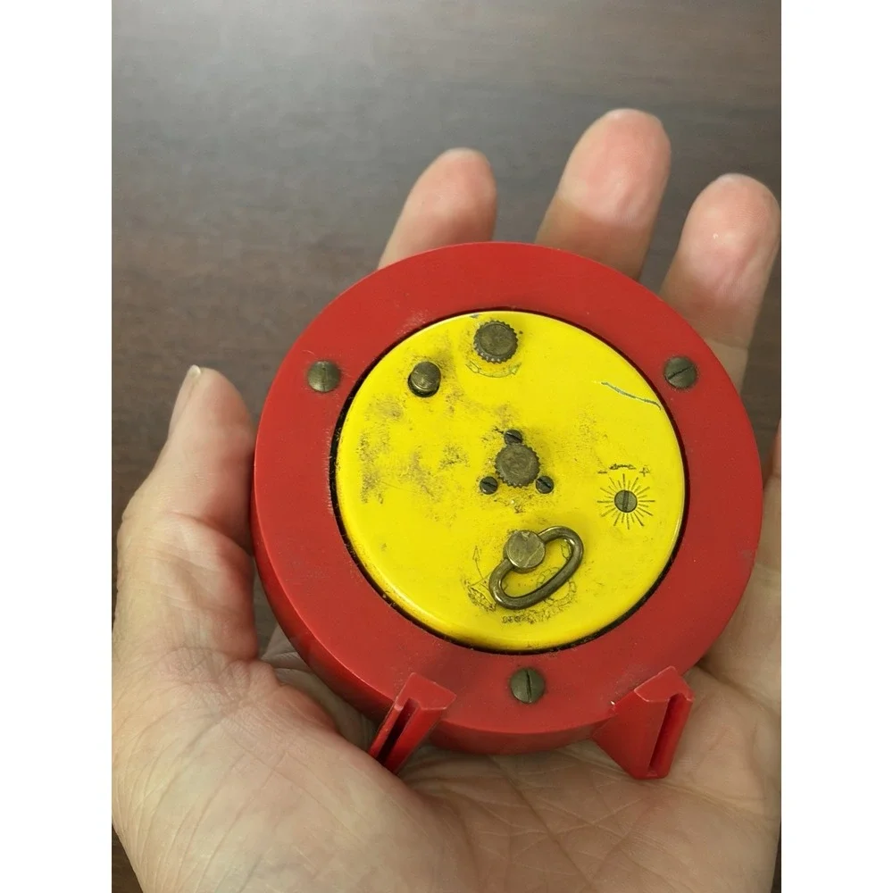 Vintage Bradley Alarm Clock Space Age Retro Red Yellow Pop 3